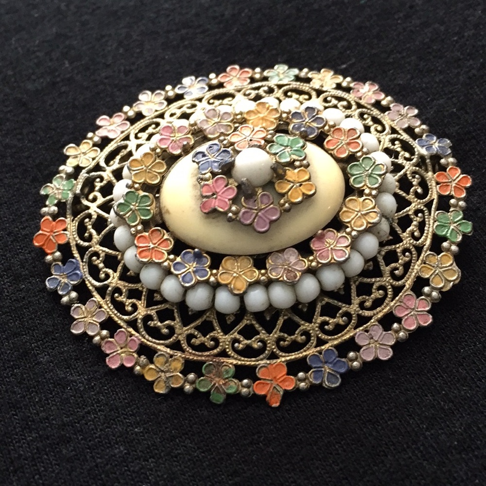 Vintage enameled brooch.